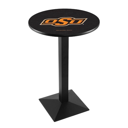 Holland Bar Stool Co 36" Blk Wrinkle Oklahoma State Pub Table L217B3628OKStUn